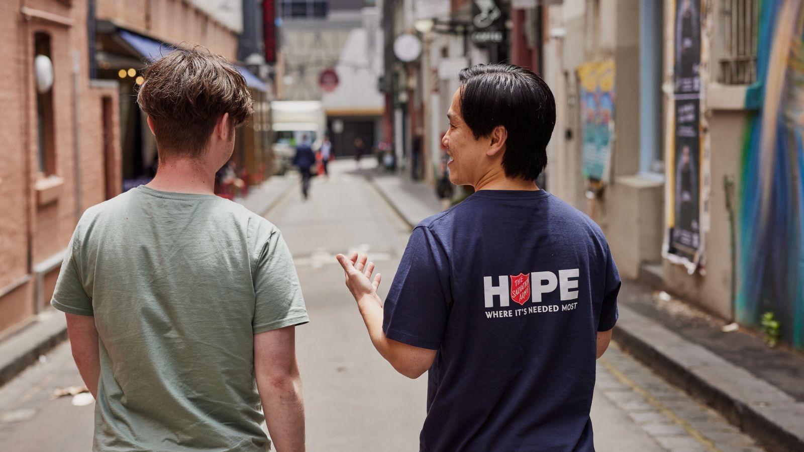 Salvos team member explaining about addiction